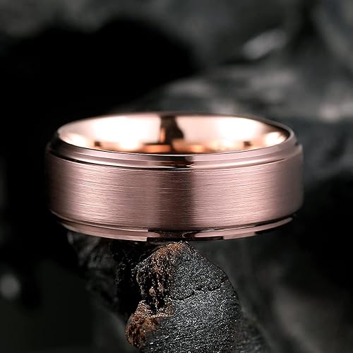 Miniatura 3 de King Will Duo - Anillo de boda de carburo de tungsteno cepillado para hombre, de 0.315 in0.394 in, acabado pulido, ajuste cómodo,