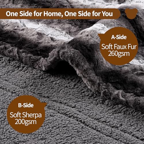Image of Bearhug Heated Blanket 6 Heat Settings Electric Blanket, 4-Hour Auto Shut-Off, Luxurious Faux Fur & Sherpa Dual-Sided Heated Throw, Machine Washable, 50 x 60 Inches, Gift-Ready Elegant Packaging