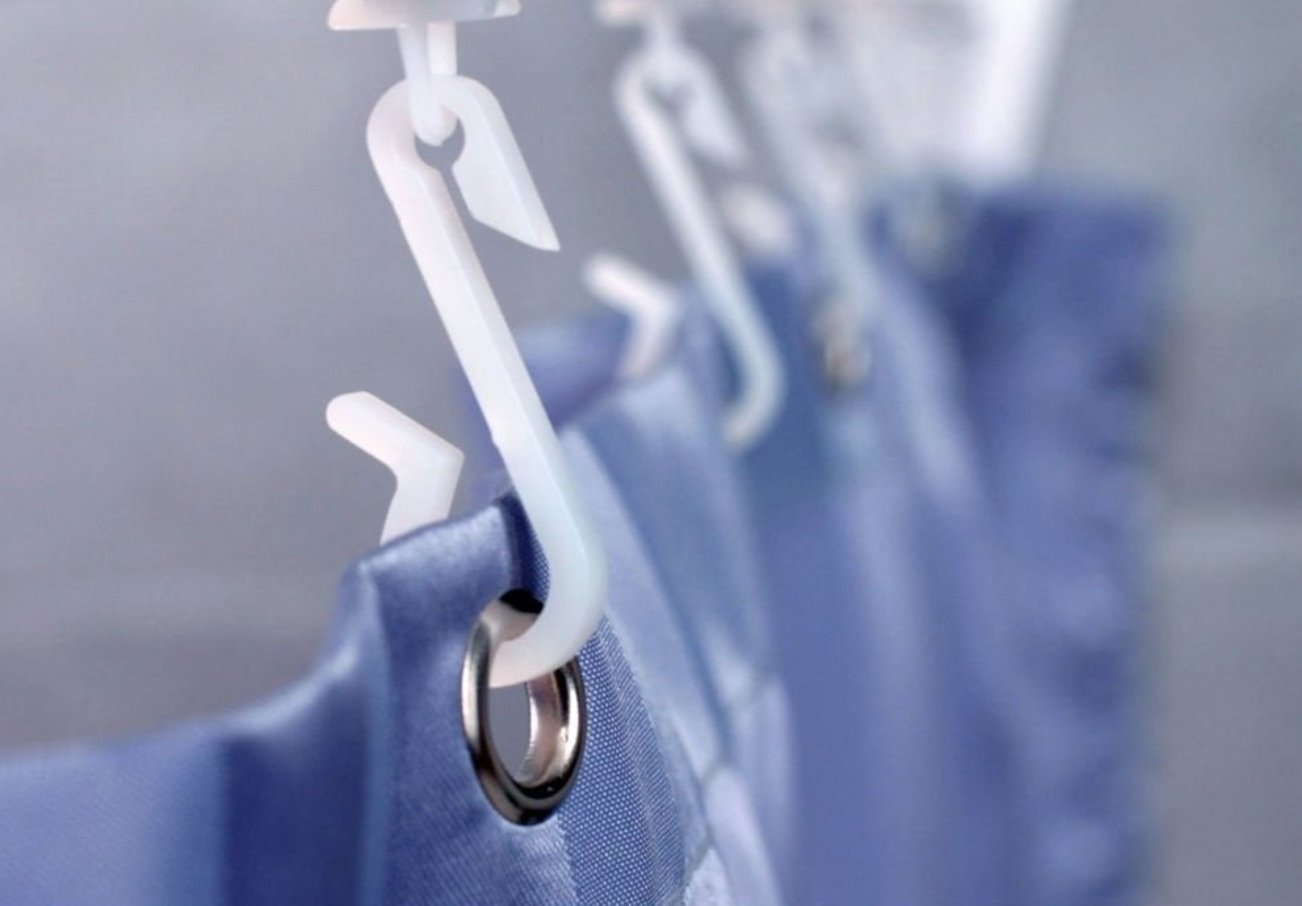 Euroshowers Shower Curtain Track Gliders With Hooks - 12 Pack