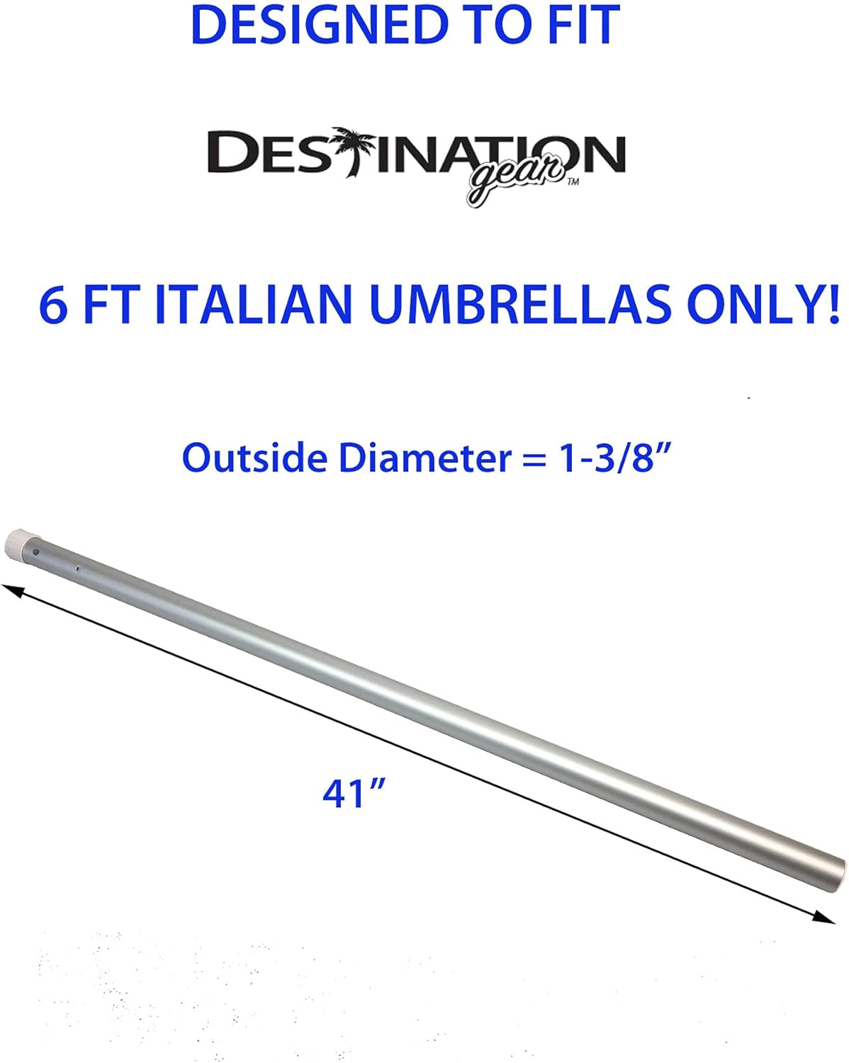 Destination Gear Replacement Lower Pole for Patio Umbrella Silver or Black (Brushed Silver (Matte))