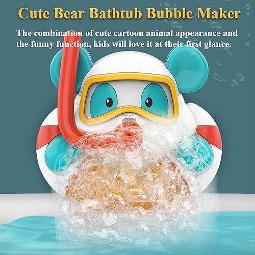 Miniatura 2 de Máquina eléctrica de burbujas para bañera con diseño de oso lindo oso, máquina sopladora de burbujas de animales de dibujos animados para niños,