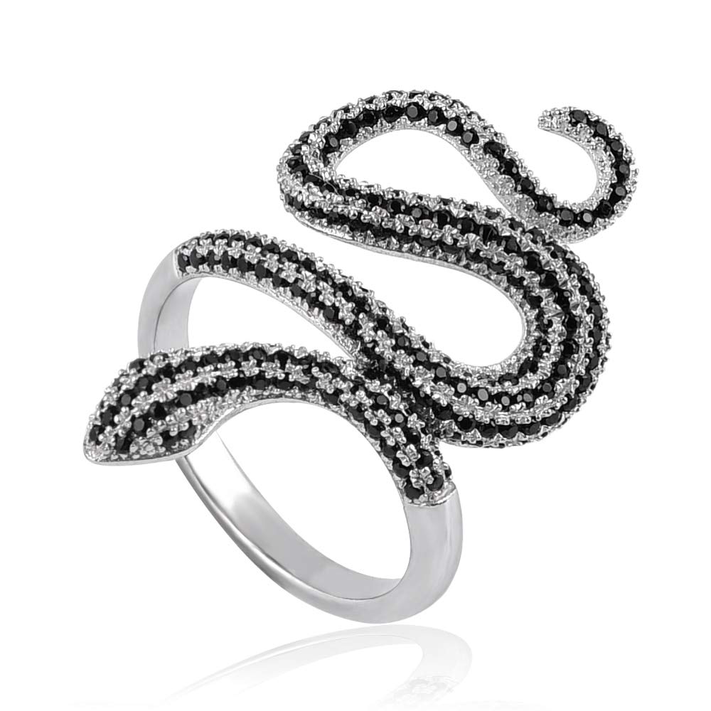 925 Anillos De Serpientes De Plata De Los Anillos De Pareja para Las Mujeres Punk Serpent Animal Jewelry Cz Zircons Paved Party Regalo