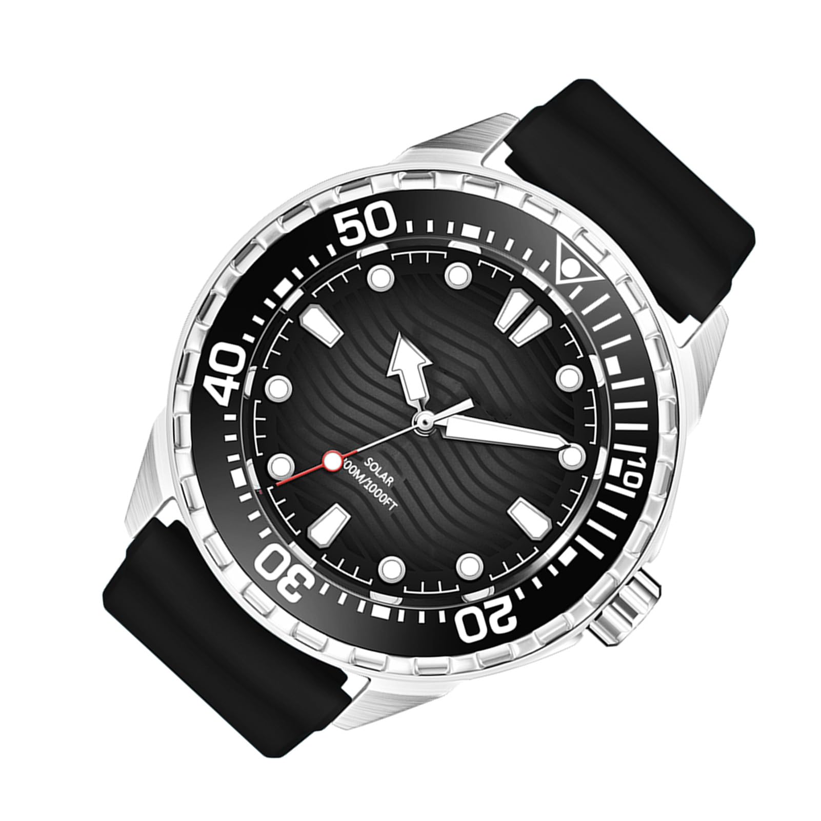Naroote Reloj de Buceo de Cuarzo con Energía Solar, Reloj de Buceo de 300 M, con Correa de Silicona Luminosa para Hombres, Mujeres, Al Aire, Natación, Informal y de Negocios