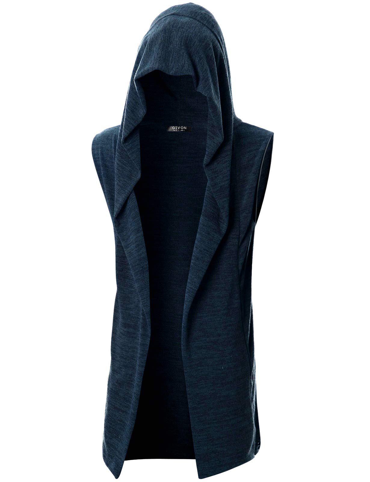 Mens Sleeveless Ruffle Shawl Collar Cardigan with Pockets-image-25