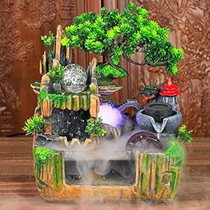 Sanbousi Zimmerbrunnen Pflanzen LED Tischbrunnen