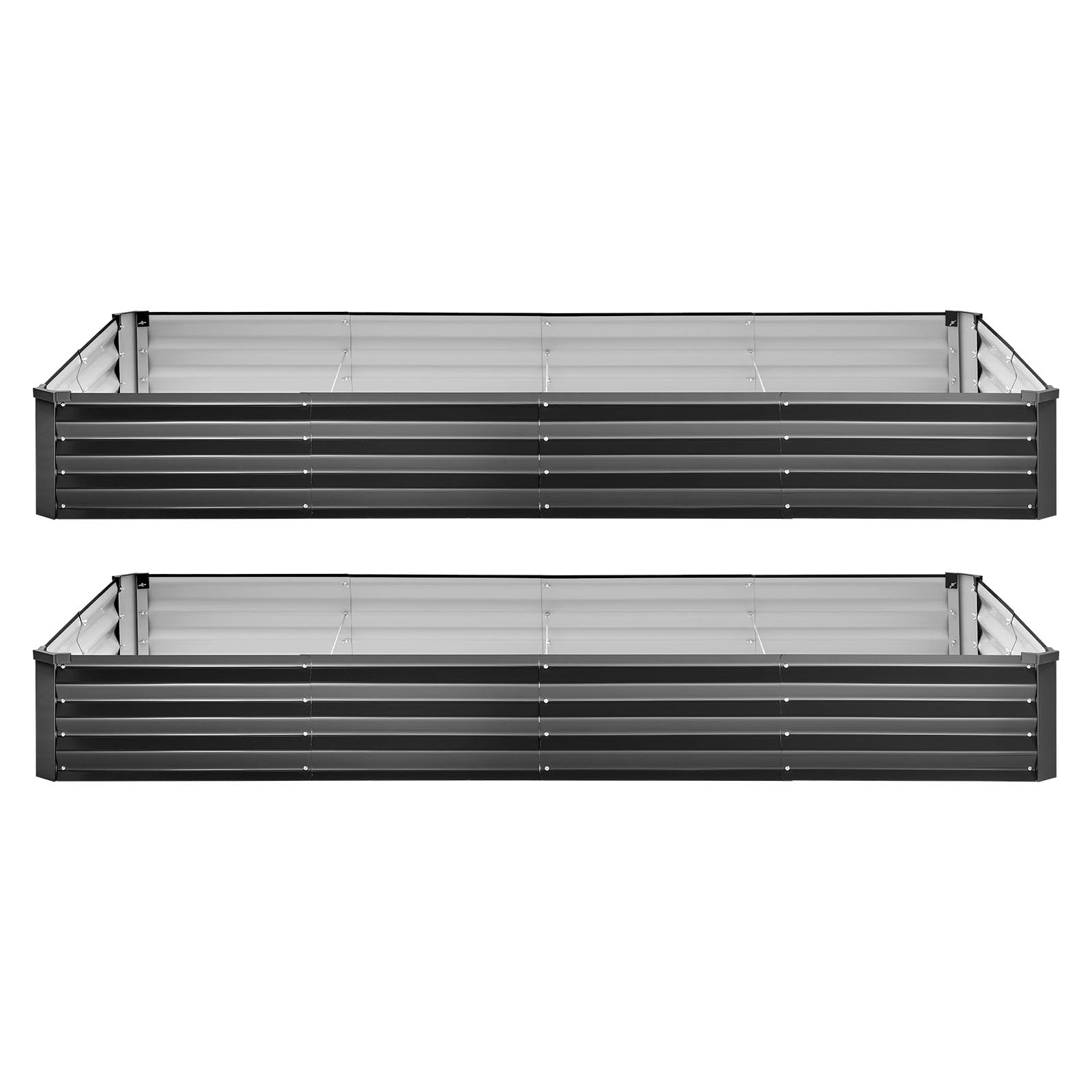 VEVOR 2 szt. Ocynkowana metalowa podwyższona donica 2400 x 1200 x 300 mm, rabata ogrodnicza prostokątna metalowa podwyższona donica na zewnątrz donica rośnie kwiaty warzywa rośliny ogród warzywny