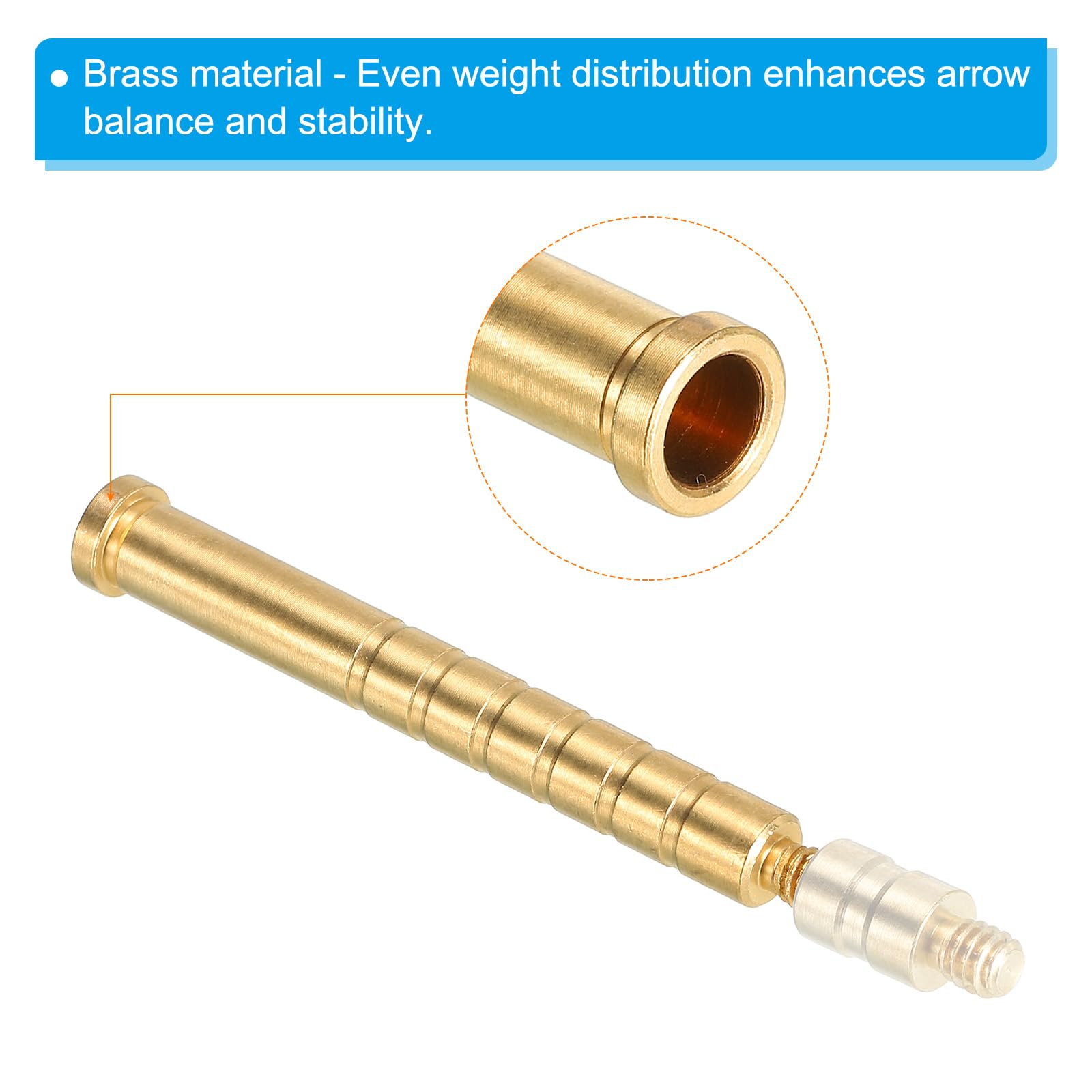 PATIKIL 150 Grain Archery Arrow Brass Insert, 8 Packs Insert Screw Copper Brass Arrow for .244/6.2mm Carbon Arrows - Image 4