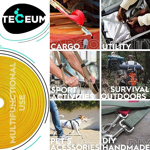 Image of TECEUM 3 /4 inch & 5 /8 inch & 1 inch & 1.5 inch & 2 inch Webbing - 10 25 50 Yards - 40+ Colors - Heavy Duty 1 Inch 1.5 Inch 2 Inch Backpack Straps - Webbing for Outdoors Indoors Crafting DIY