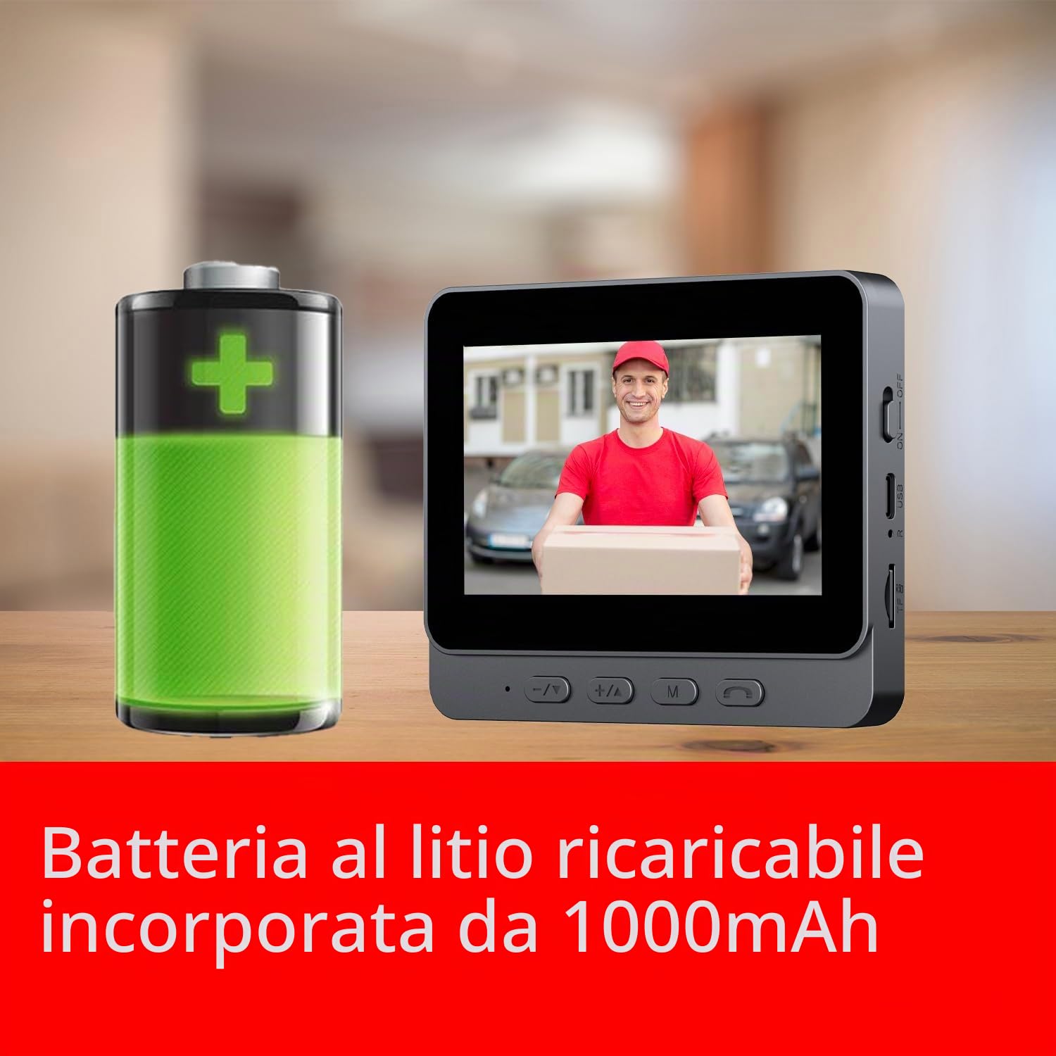 TKMARS Videocitofono senza Fili da Esterno 1080P Citofono senza Fili da Esterno Campanello HD Visione Notturna Citofono Grandangolare IP65 Impermeabile Videocitofono con Schermo 4,3P Batteria 1000mAh