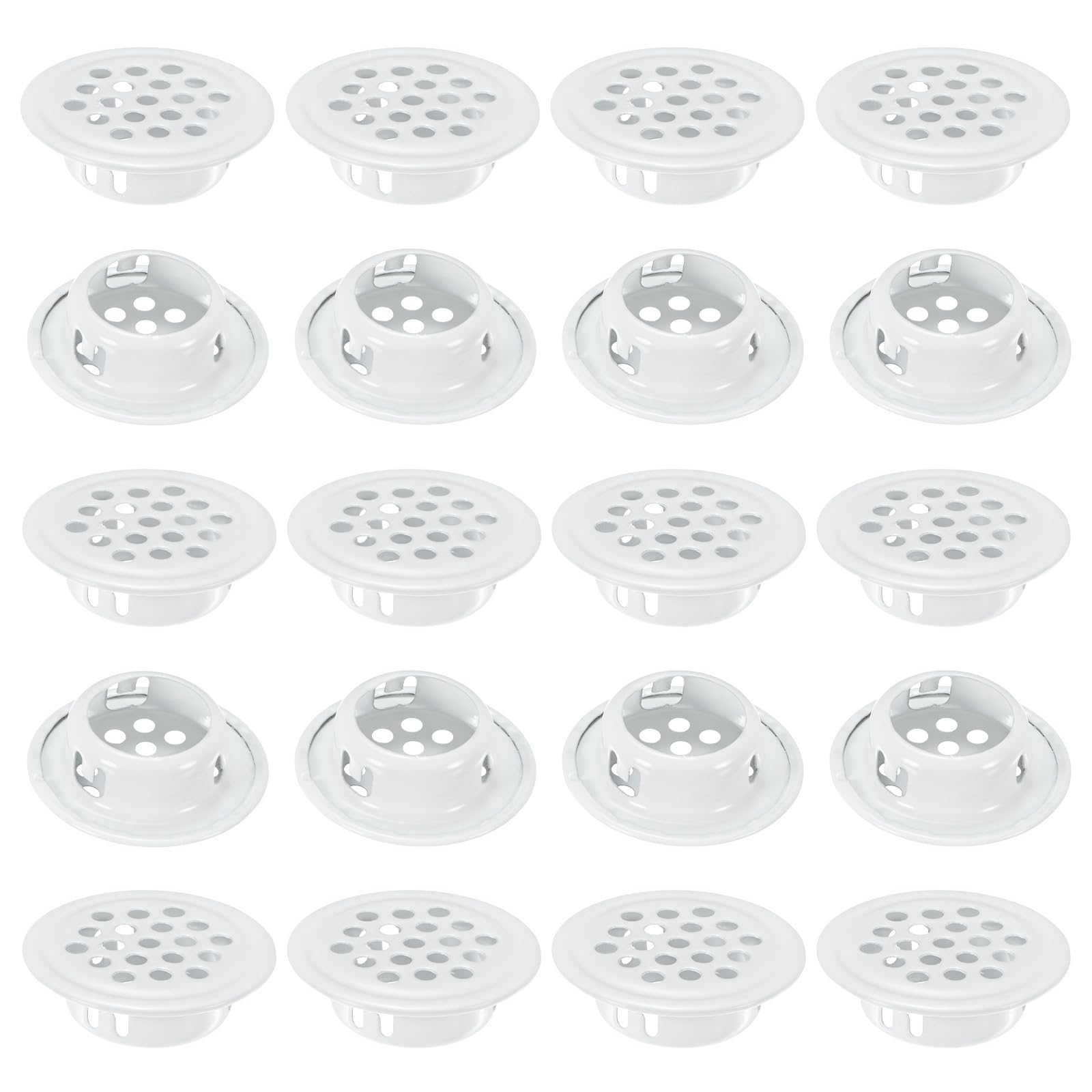 M METERXITY 20-Pack Circular Soffit Vent, 19mm/0.75 Inch Stainless Steel Round Air Vent Mesh Hole Louver for Bathroom Home/Office/Kitchen/Cabinet/Wardrobe [White]