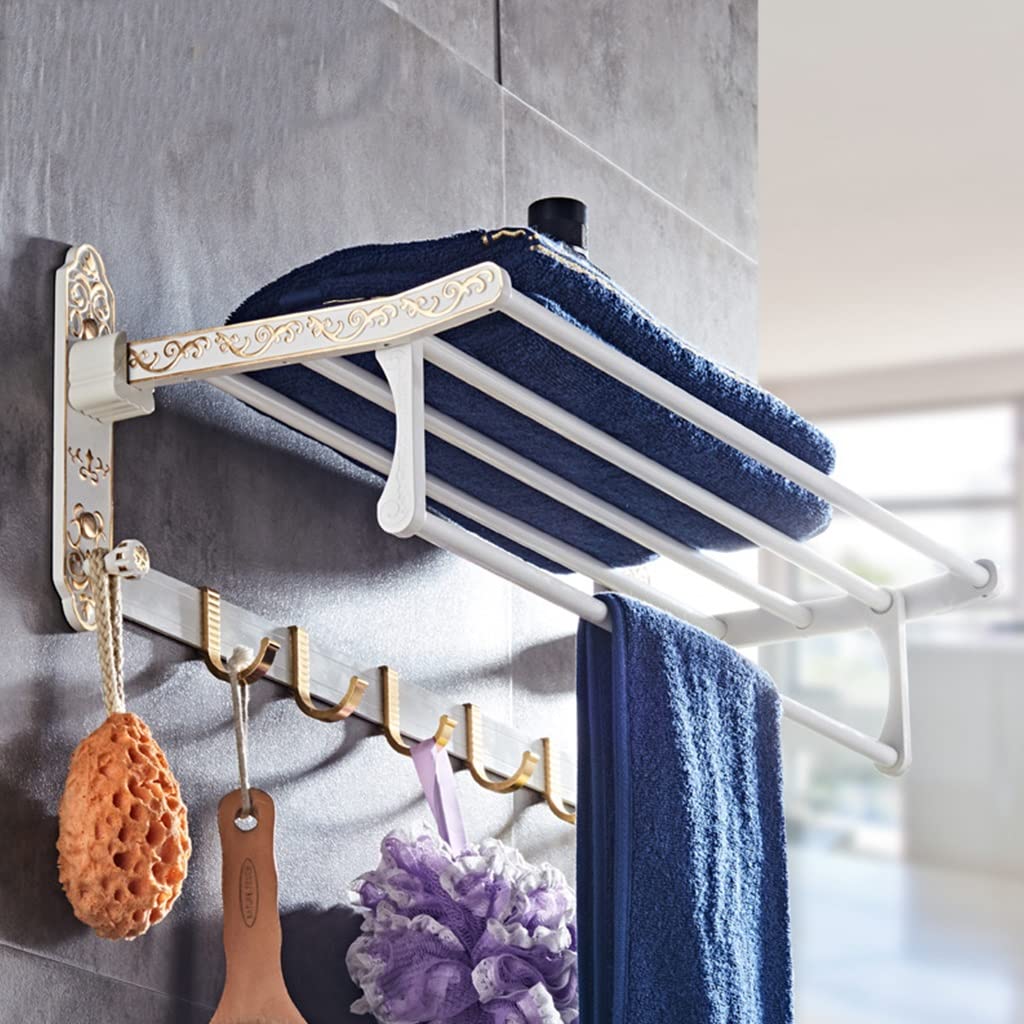 Porte-serviettes de salle de bain blanc pour organiser le linge de douche