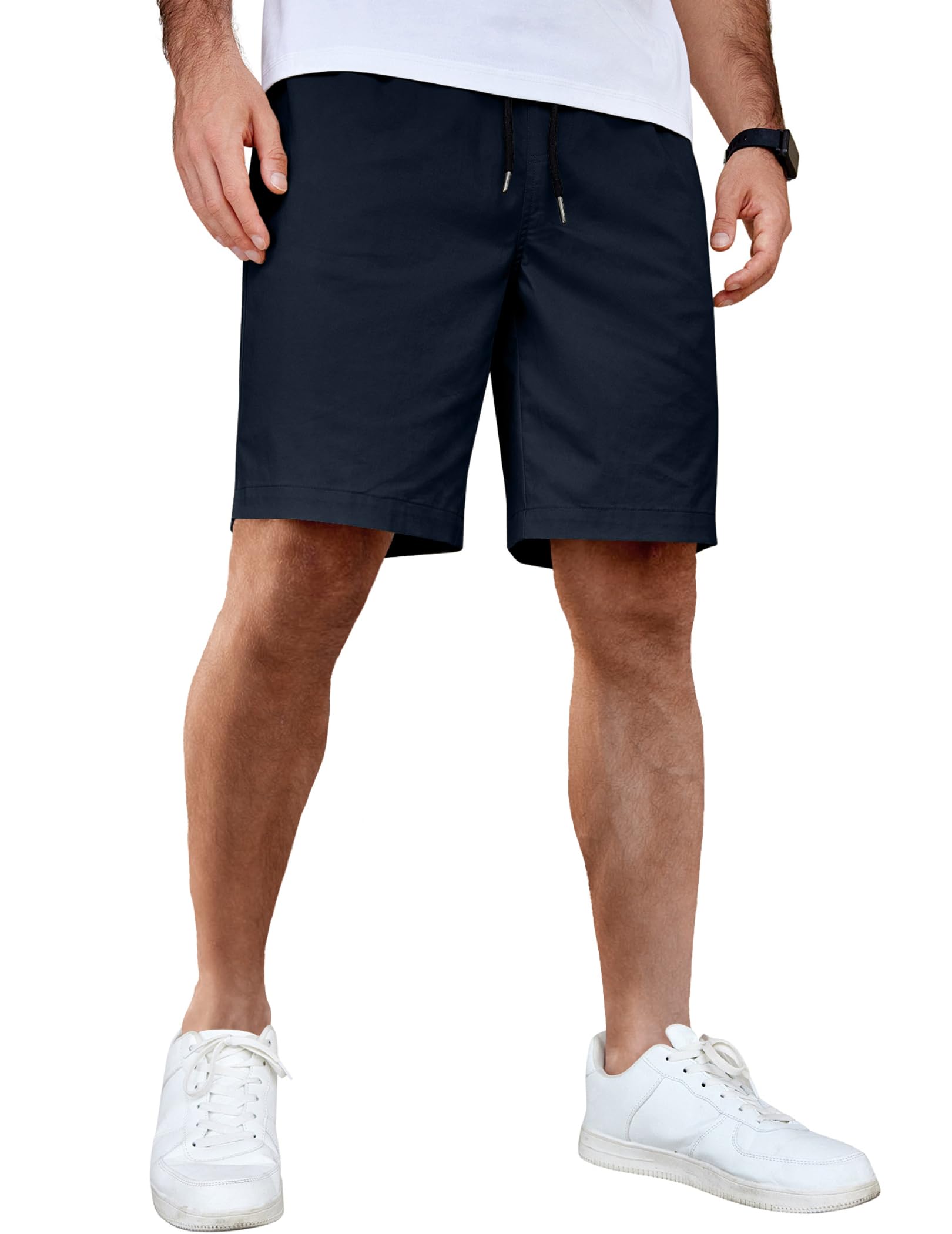 COOFANDY Men's Casual Shorts Cotton Elastic Waist Drawstring Shorts Lightweight Summer Beach Shorts