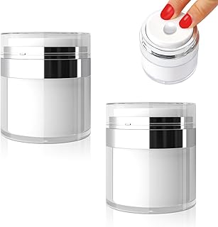 Redamancy Cream Jar Vacuum Bottle, 2 PCS Airless Pump Bottle Container, Travel Cream Bottle for Lotions, Refillable Travel Cream Bottle, Portable Cosmetic Container for Lotions,Creams,Makeup (15ml)