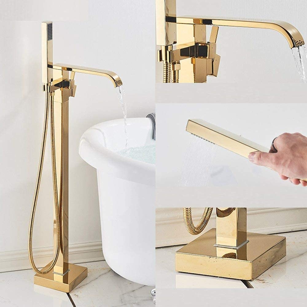 Robinet cascade doré pour salle de bain avec mitigeur monocommande