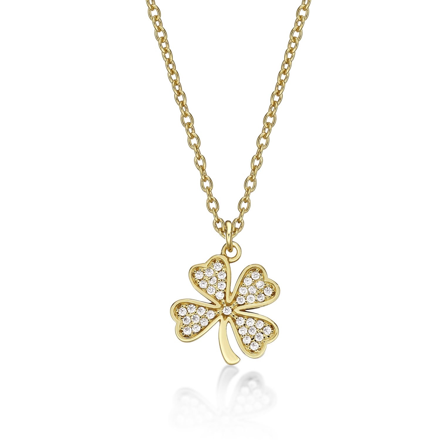 Diamond Treats Zierliche vierblättrige Kleeblatt-Halskette für Damen in 925 Sterling Silber, süße vierblättrige Kleeblatt-Anhänger-Halskette für Frauen und Mädchen in Silber, Gold oder Roségold