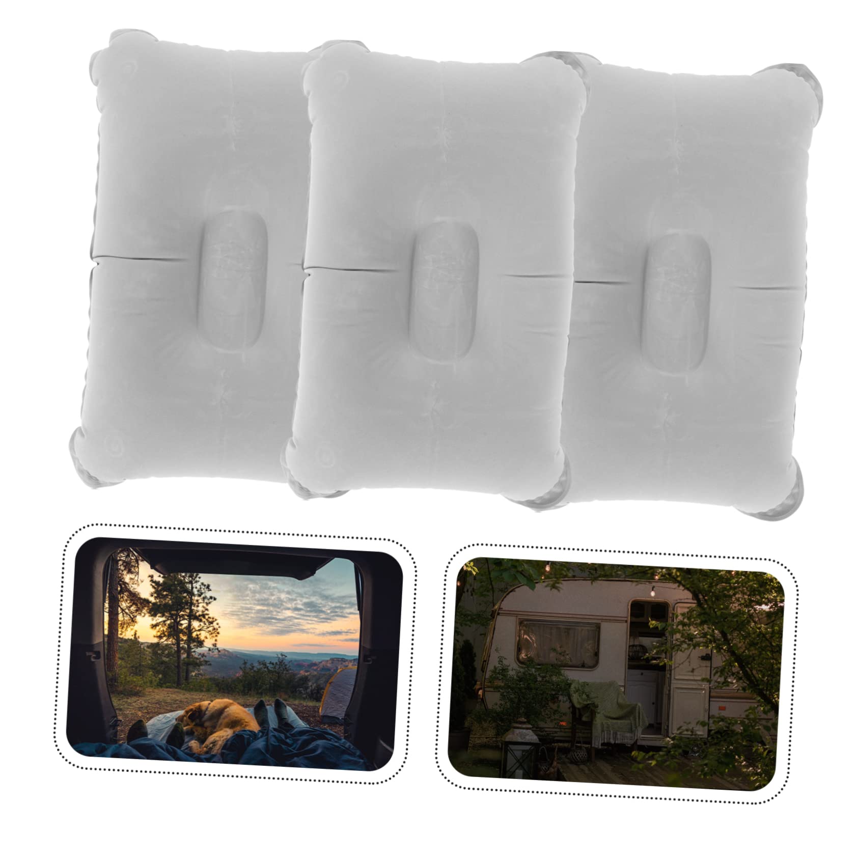 Mikikit 3 Ensembles Coussin De Voyage Gonflable Oreiller Ergonomique De Camping Accessoire Pratique pour Dormir Extérieur Facile À Gonfler pour Camping 3 Pièces * 3