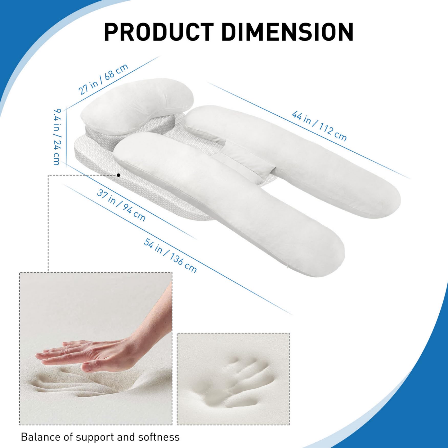 Cuscino per dormire sul fianco per alleviare il dolore alle spalle, cuscino di supporto per adulti che dormono sul fianco, cuscino ergonomico a forma di H per GERD, supporto per collo e schiena