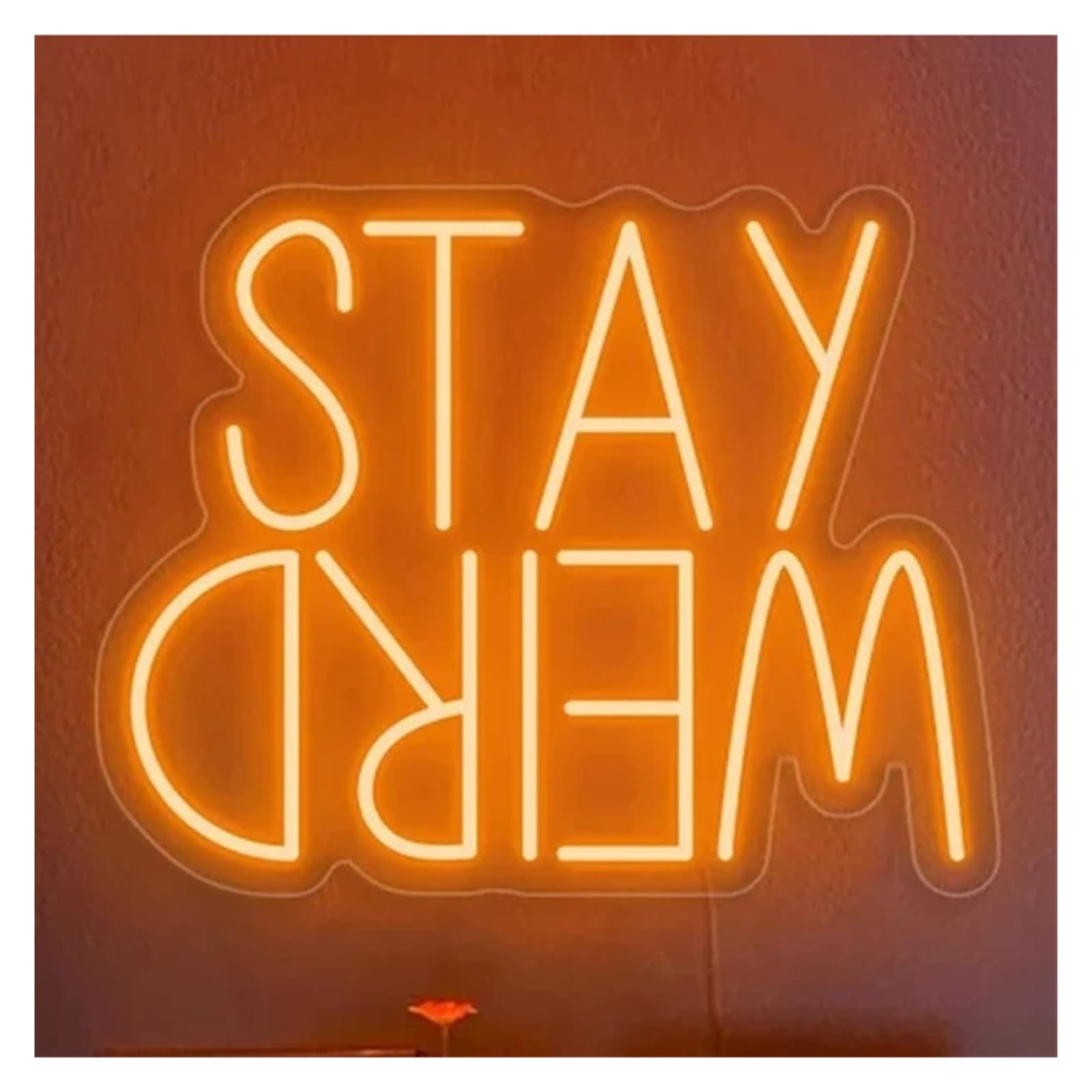 Lemst Orange Signs Lamp Stay Weird Neon Sign Light Dimmable Usb Powered Atmosphere Lamp For Wedding Party Bar Club Room Wall Decor 40Cmx33cm(Orange)