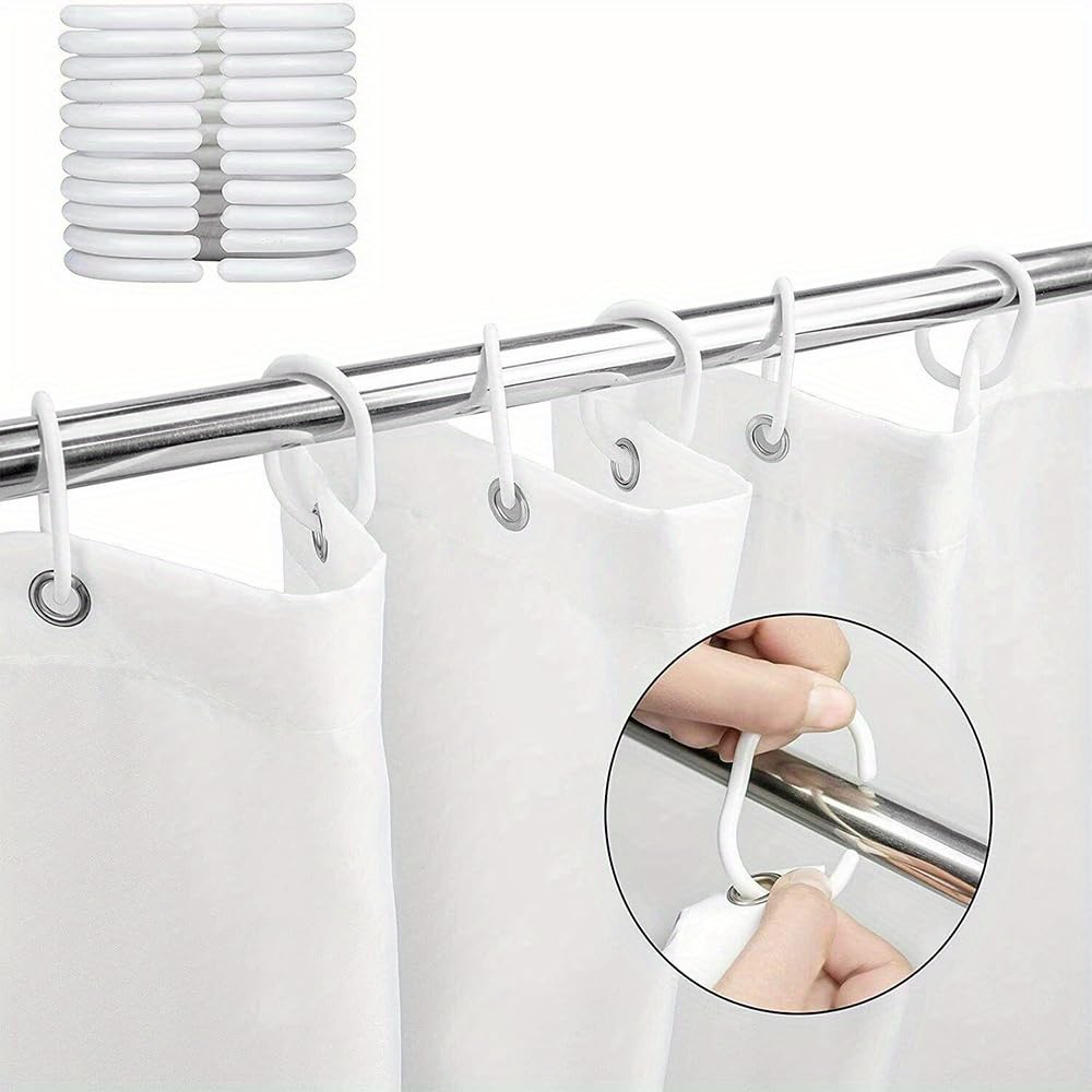 Rideau de Douche Gris Clair, 300 x 195 cm (L x H), Couleur Unie, imperméable, pour Salle de Bain, Maison, Cabine de Douche, hôtel, Baignoire, avec Crochets.
