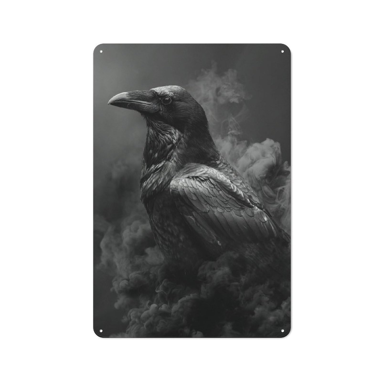 Jubonexis Gothic Abstract Raven Tin Metal Signs Wall Art Decorations for Bar Pub Club Cafe Room Farmhouse White 30x20cm