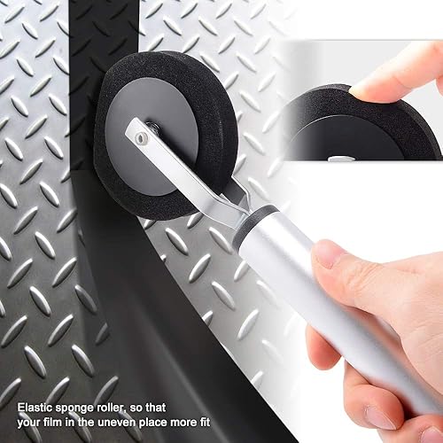 Miniatura 3 de NEWISHTOOL Herramienta de aplicación de vinilo de rodillo de esponja fina, rueda individual de 0.472 in de ancho con mango de aluminio, herramienta