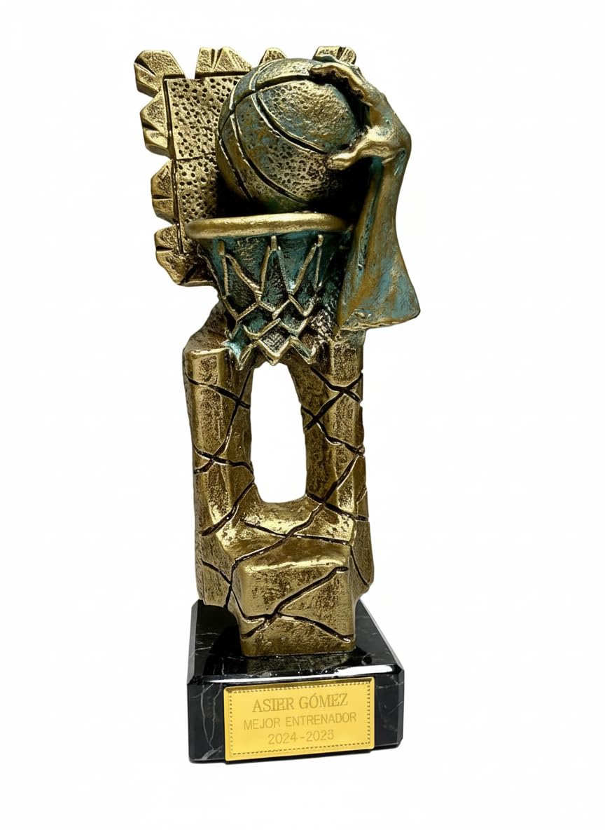 Trofeo Baloncesto PERSONALIZADO dorado y plateado de 26 cm de altura