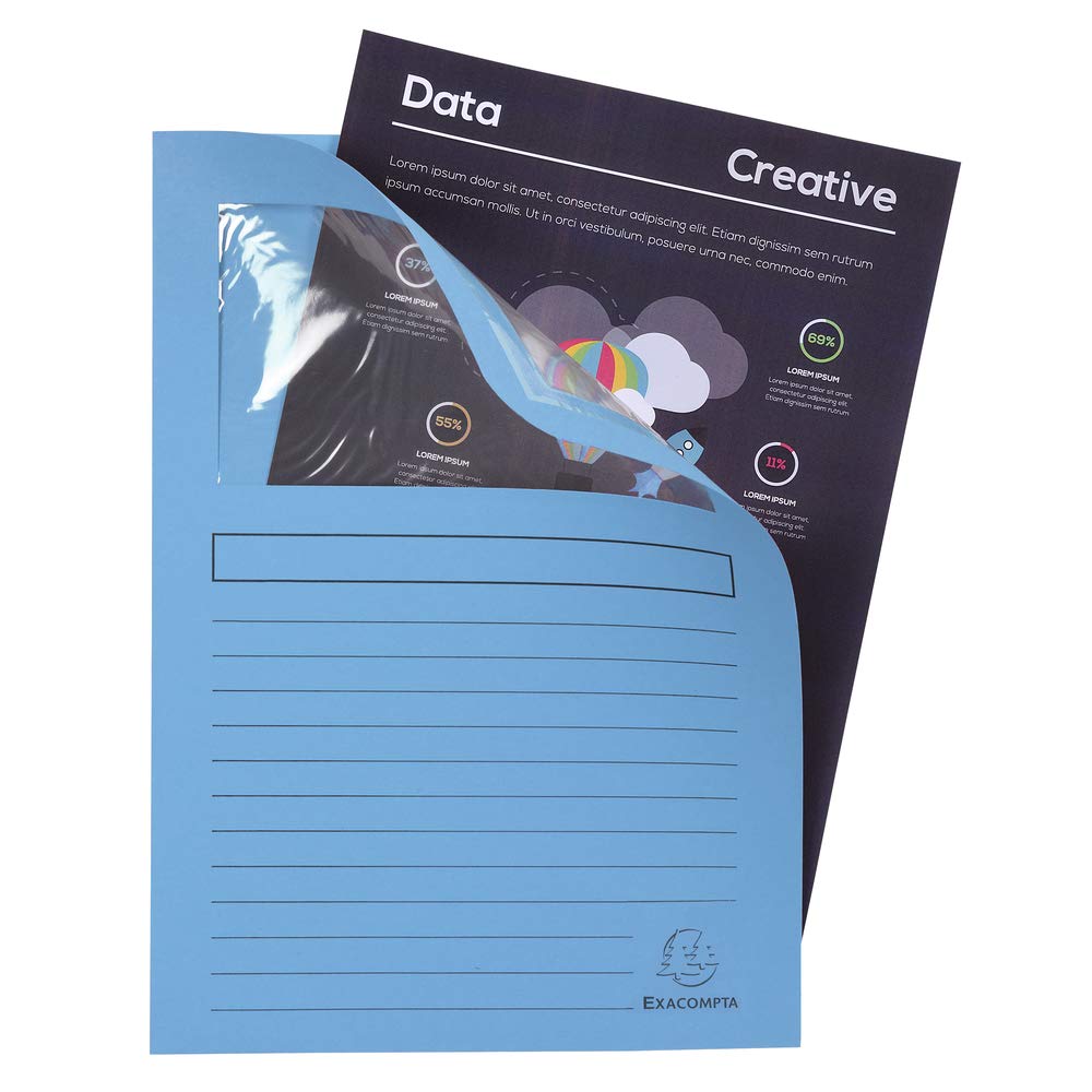 Exacompta - Réf. 50100E - Paquet de 100 chemises à fenêtre sans plastique Forever® 120 g/m² - couleurs vives - 100% recyclées et certifiées Ange Bleu - dimensions 22x31cm pour A4-10 couleurs assorties