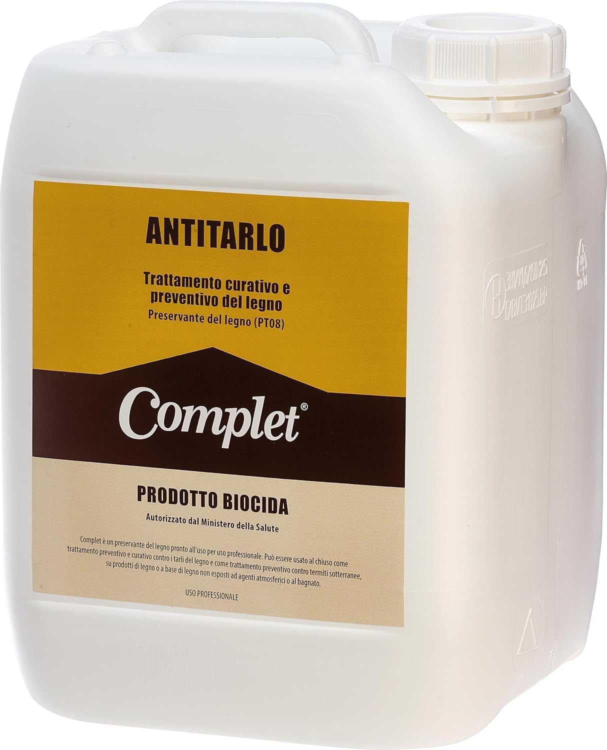 Complet Antitarlo Biocida per Legno, Inodore e Incolore, Protezione Mobili, Parquet e Oggetti in Legno, Tanica 5lt