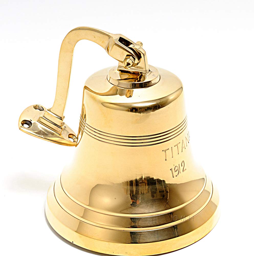Old Modern Handicrafts Cloche du Titanic de 6 Pouces - Cloche Dorée du Titanic en Laiton de Qualité Supérieure - 6.0L x 6.0W x 6.5H Pouces