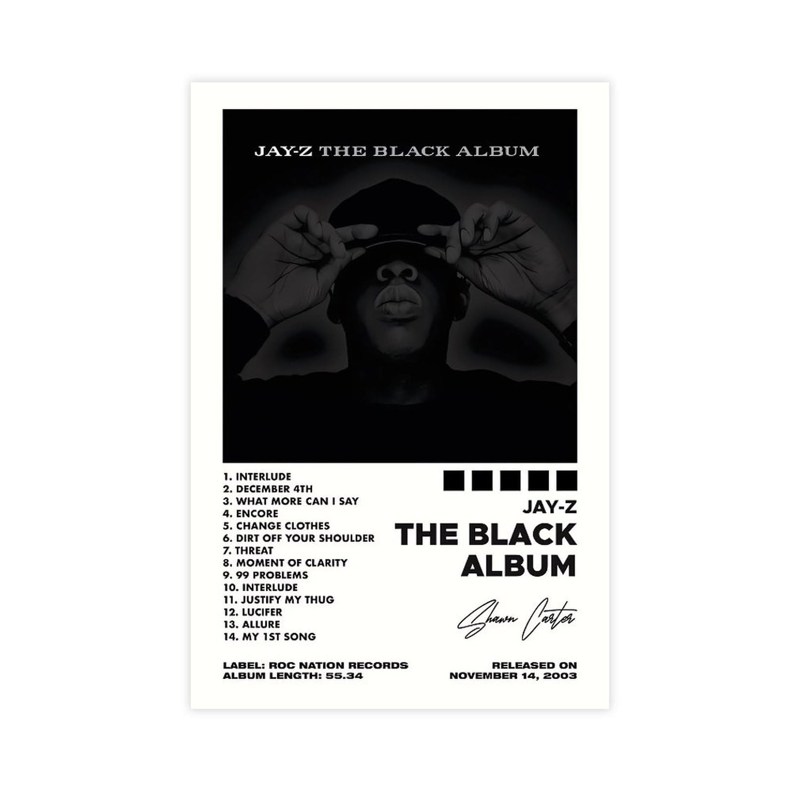 The Black Album Poster - Jay Z Limited Album Poster Canvas Poster