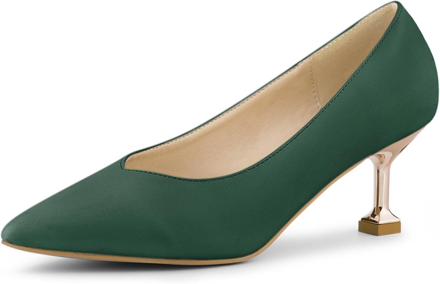 Allegra K Women's Pointed Toe Low Kitten Heel Dress Pumps