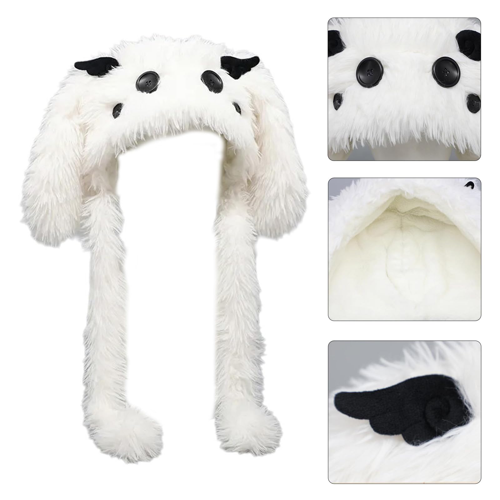 Ubxvamm Furry Cartoon Head with Wing for Outdoor Sports Furry Hat with Ear Oversized Headgear Hat for Winter