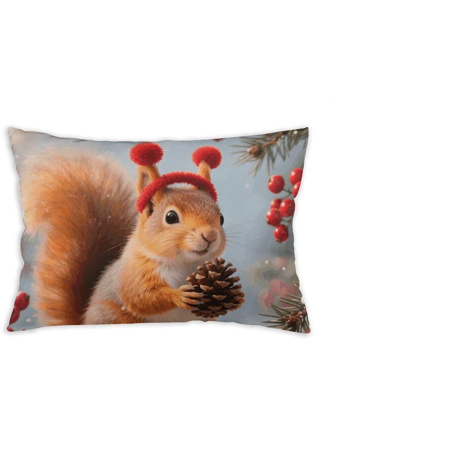 FodPand Decorative Throw Pillow Covers 12x20 Short Plush Squirrel Body Pillowcase Cushion Cases with Invisible Zipper Rectangle Lumbar Pillow Shells for Sofa Couch Chair Bed Home Decor