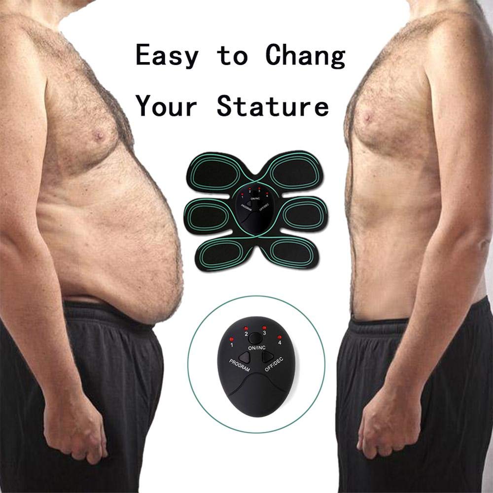 BAJIE Bauchrad Muskel Elektrostimulator EMS Abs Elektrostimulator Bauch Elektrisches Massagegerät Trainingsgerät Fitnessgerät Gebäude Körper 20,5 * 16,5 cm Grün
