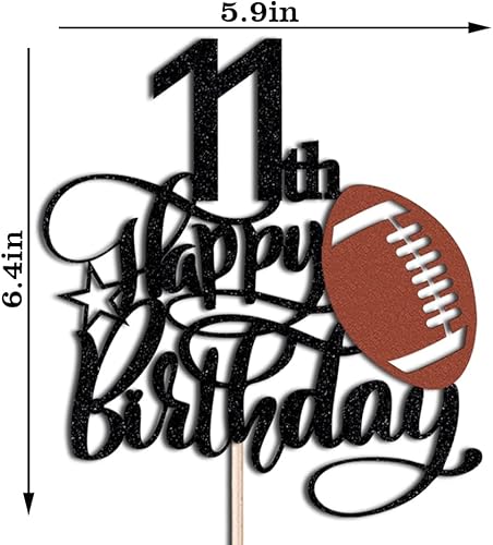 Miniatura 4 de Football Happy 11th Birthday Cake Topper-Sport Theme Birthday Party Decorations-Happy 11th Birthday Party Supplies Decorations (11)
