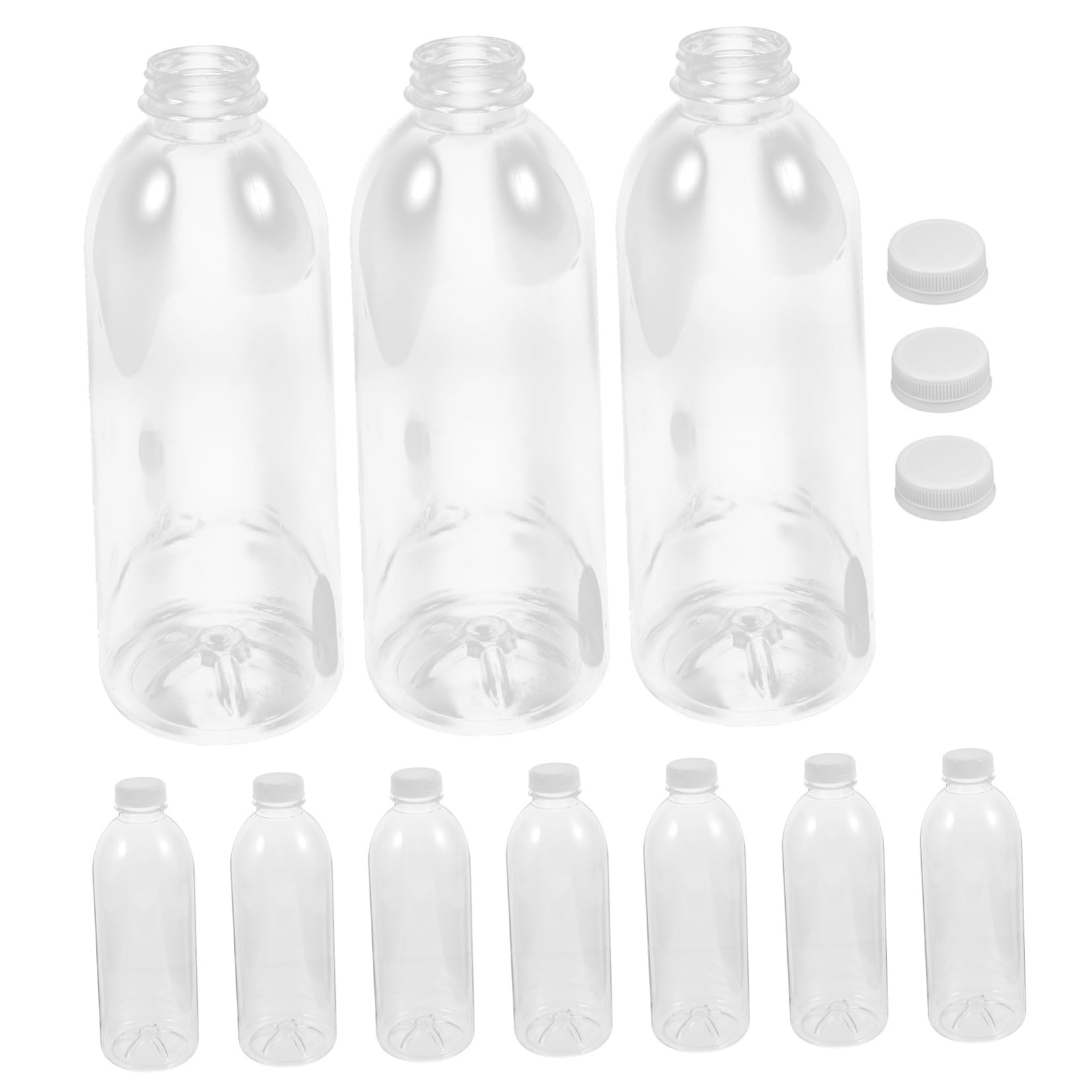 MOLUCKFU 10pcs Reusable Juice Bottles with Sealing Caps Transparent Beverage Containers for Juicing and for Parties and Events