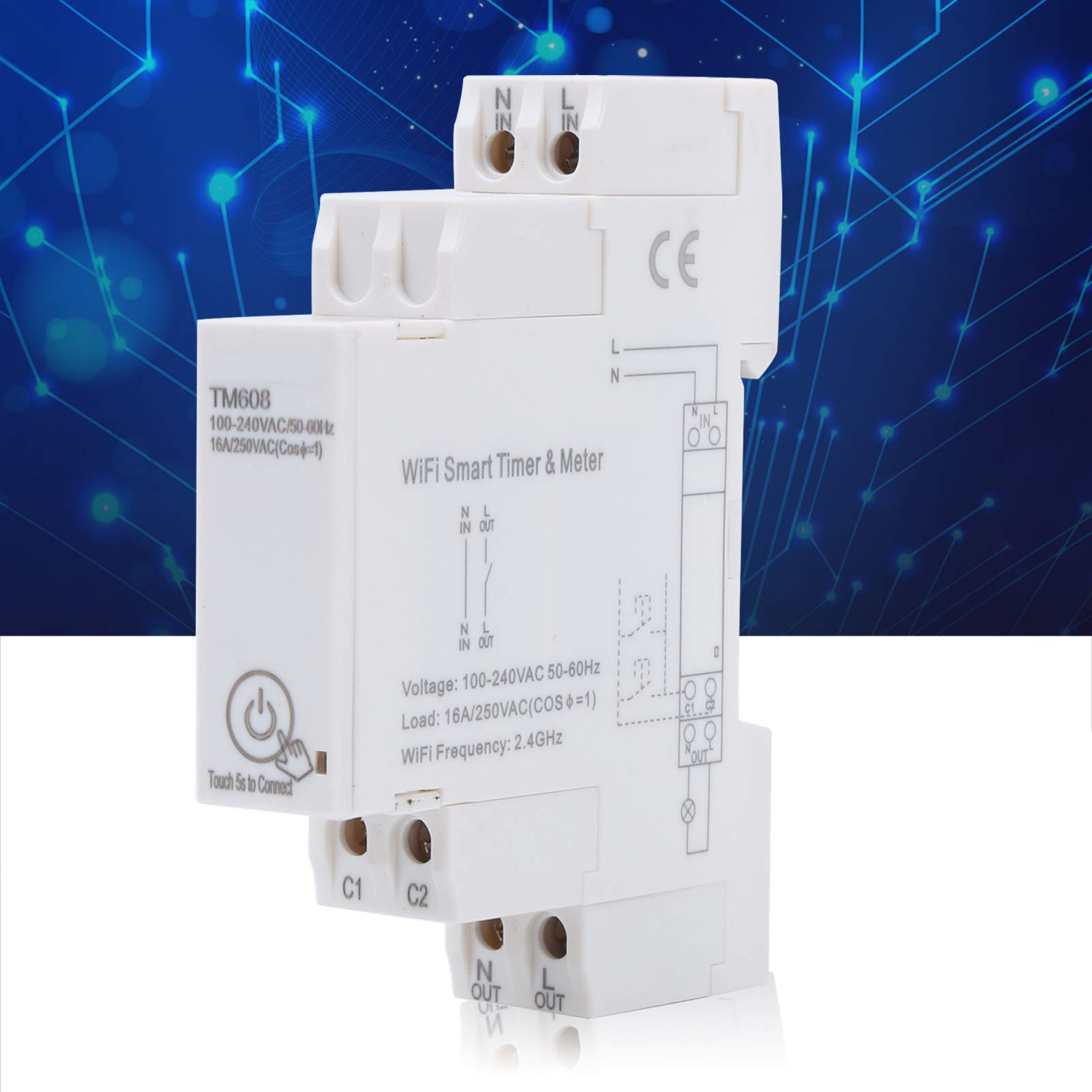Medidor de Energía Inteligente TM608 2.4GHz WiFi Monofásico 16A Temporizador