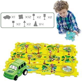 Urijk DIY Assembling Electric Trolley 2023 New Children's Educational Puzzle Track Car Play Set Puzzle Track Play Set With Vehicles DIY Educational Montessori Toys Birthday Xmas Gift For Kids Ages 3+