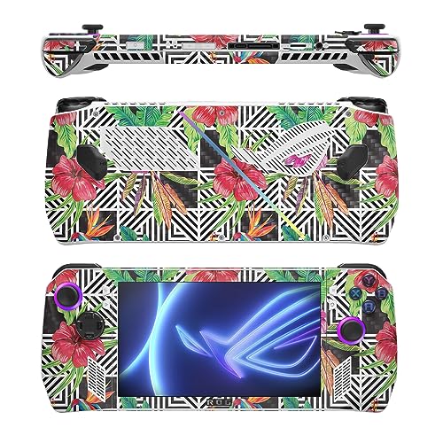 Image of MightySkins Carbon Fiber Skin Compatible with Asus ROG Ally - Pop Hibiscus | Protective, Durable Textured Carbon Fiber Finish | Easy to Apply