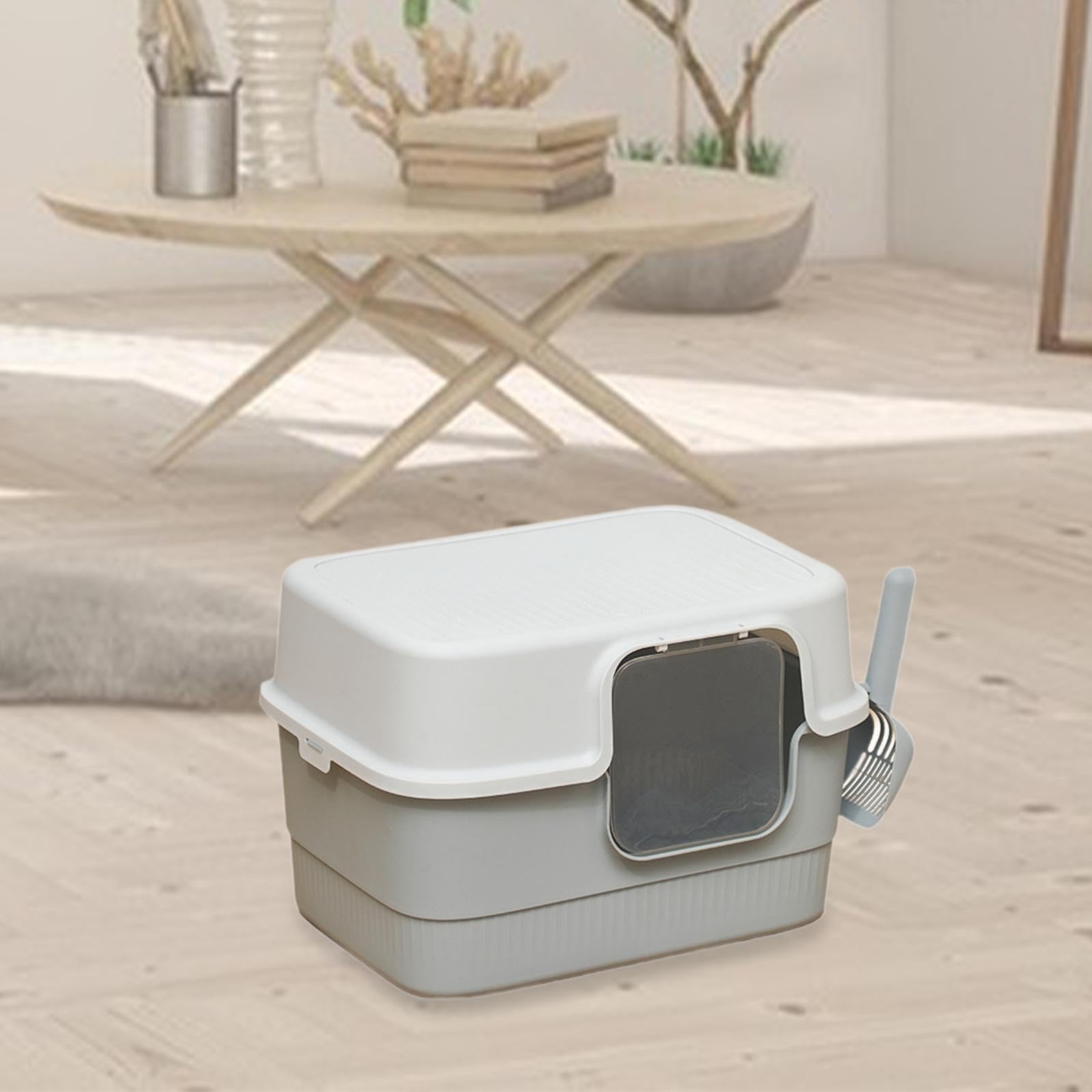 Arenero Cerrado para Gatos con Bandeja Grande, Tapa Extraíble, Entrada Amplia, Fácil de Limpiar, Material PP, Apto para Gatos de Interior.