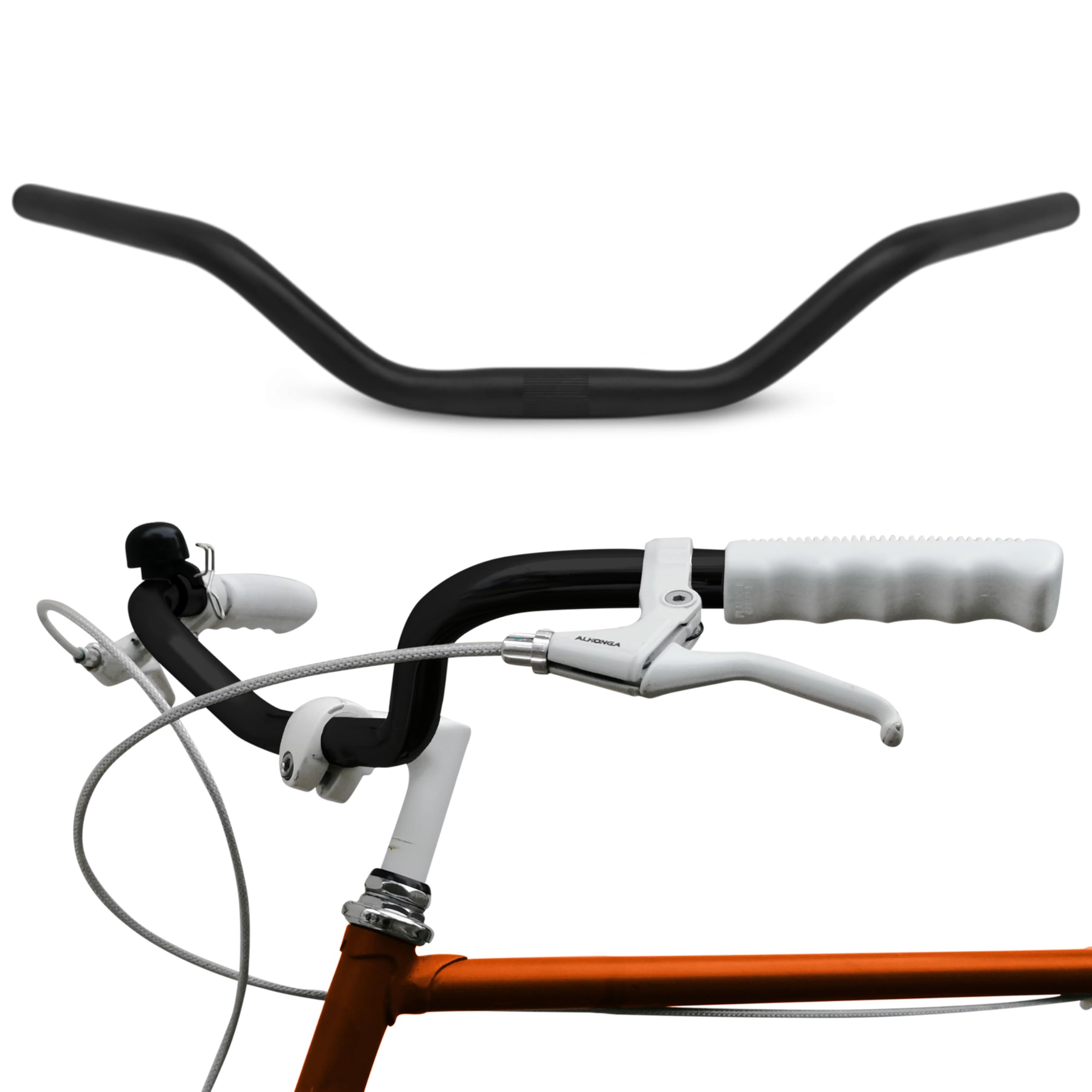 Guidon de vélo de ville 25,4 mm ergonomique pour vélo femme homme guidon en aluminium noir rétro pour femme homme cruiser large