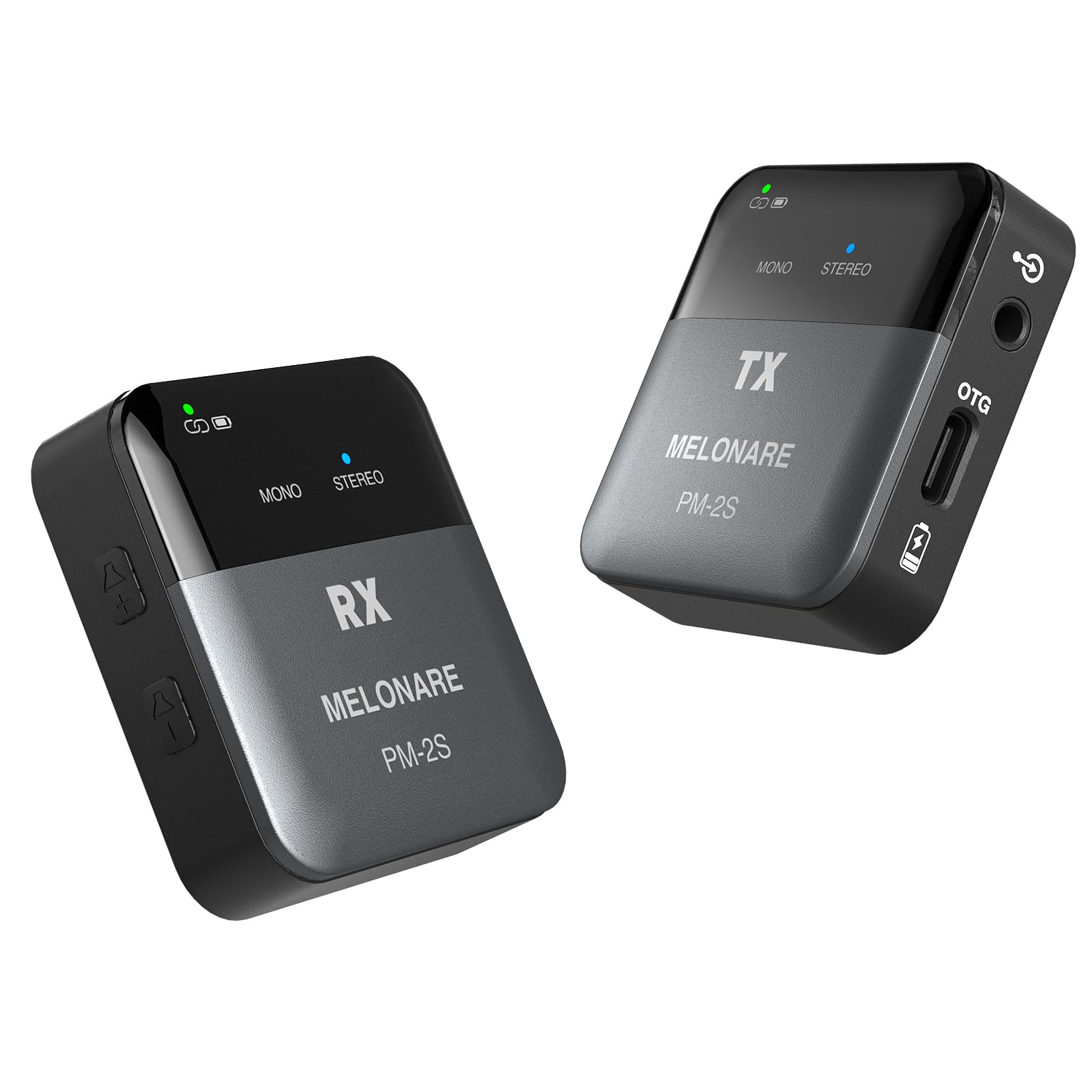 MELONARE PM-2S Sistema di monitoraggio wireless portatile in ear, interruttore mono/stereo, trasmettitore e ricevitore wireless, audio 24bit/48kHz, ingresso OTG, IEM per spettacoli dal vivo