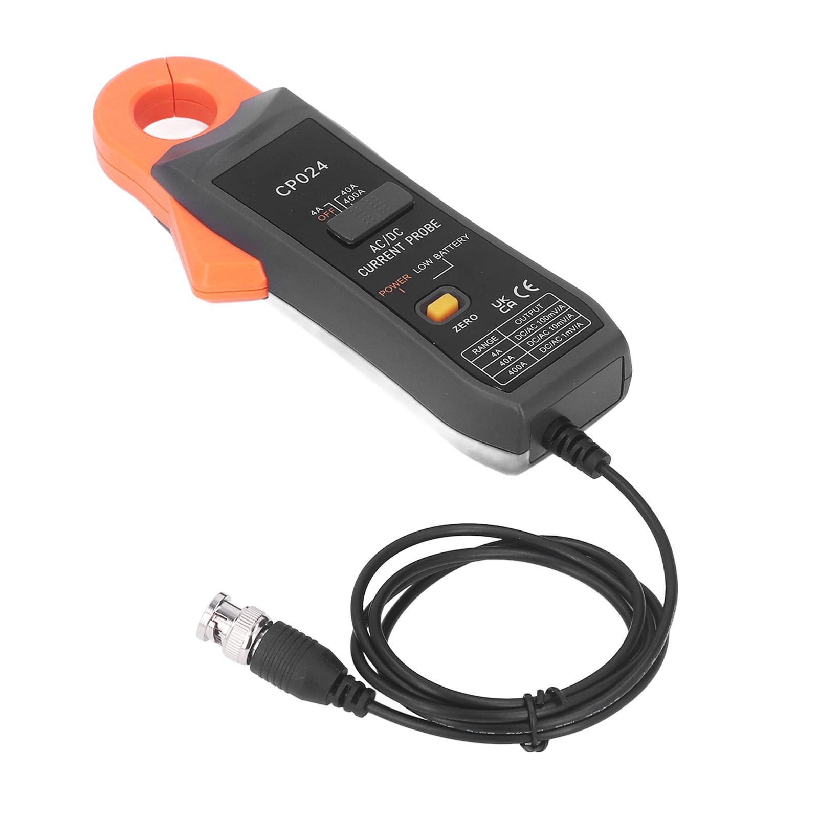 Pinza amperometrica AC DC Pinza amperometrica interfaccia BNC 4 A a 400 A Alta precisione per multimetro oscilloscopio Test elettrico Materiale ABS Dimensione ganascia 23 mm