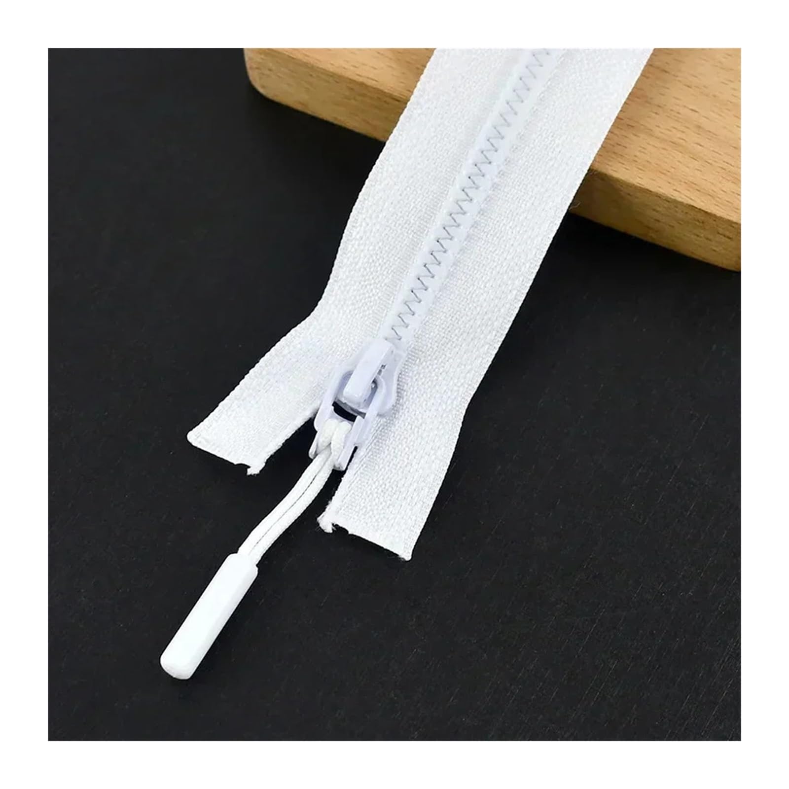 2/5/10Pcs 5# Sewing Resin Zipper 15/18/25cm Close-End 40-80cm Open-End Zippers for Bag Clothes Zip Repair Kit DIY Accessories(White,OpenEnd-60cm,10Pcs)