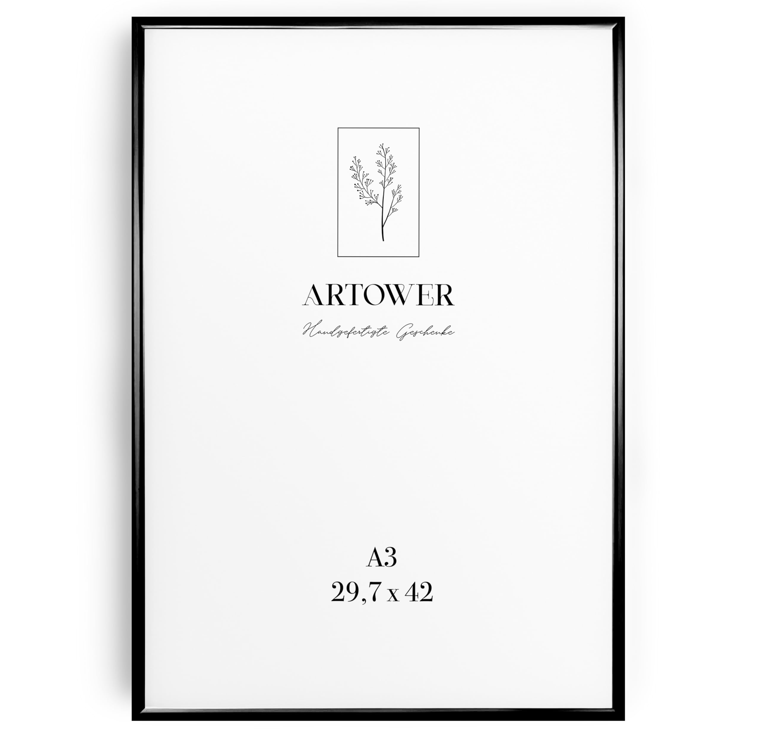 Artower® Bilderrahmen Schwarz Metall Dünner Rahmen für DIN A3 29,7 x 42 cm | Posterrahmen Groß Collage | Picture Frame Metal 30x42 cm | Aluminium Schmal Bilderrahmen | Black Poster Rahmen
