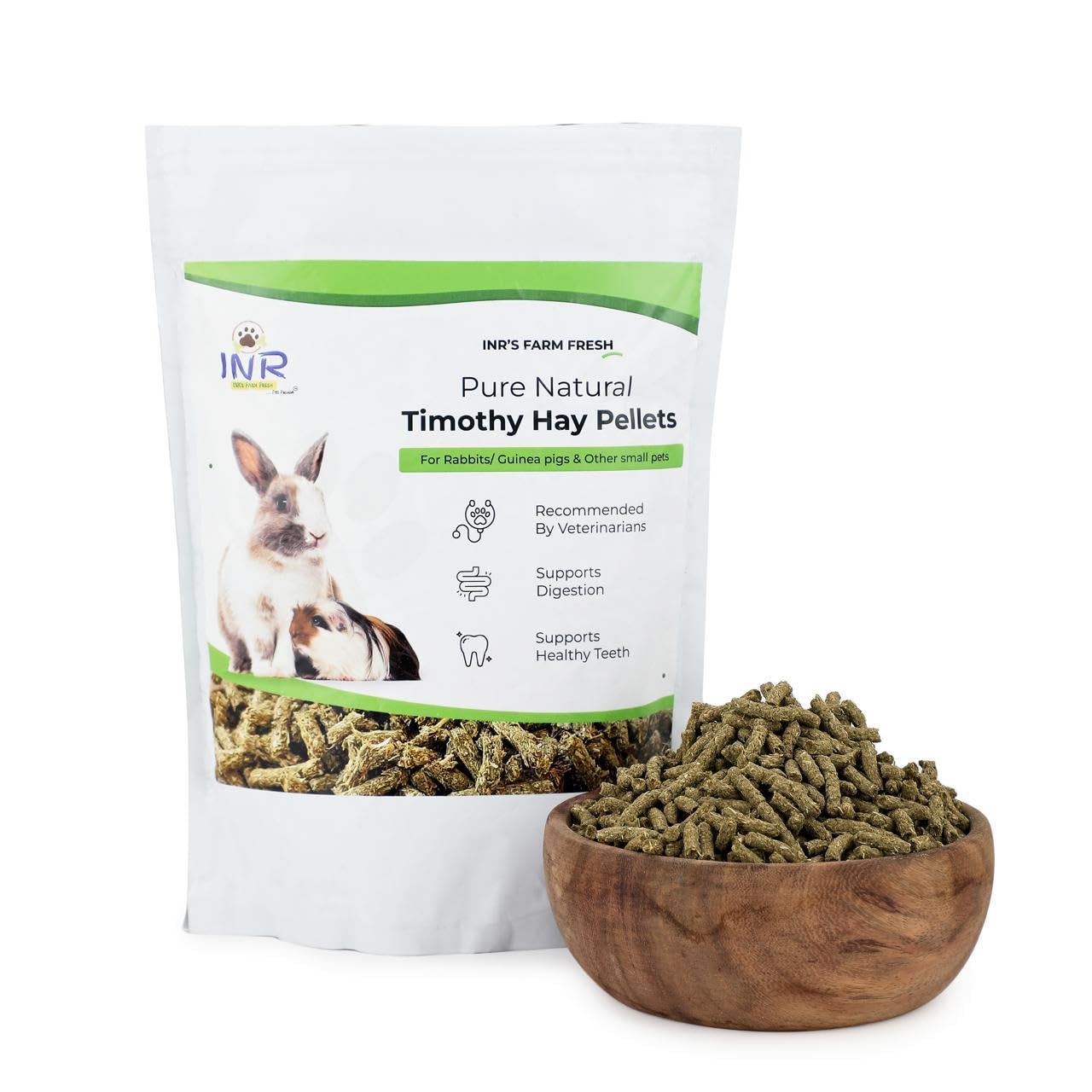 Timothy Hay Pellets (1Kg) | Pure & Natural High Fiber Rabbit Food | Healthy Timothy Hay for Rabbits, Guinea Pigs, Hamsters & Small Pets | Digestive Care & Essential Nutrition Pellets