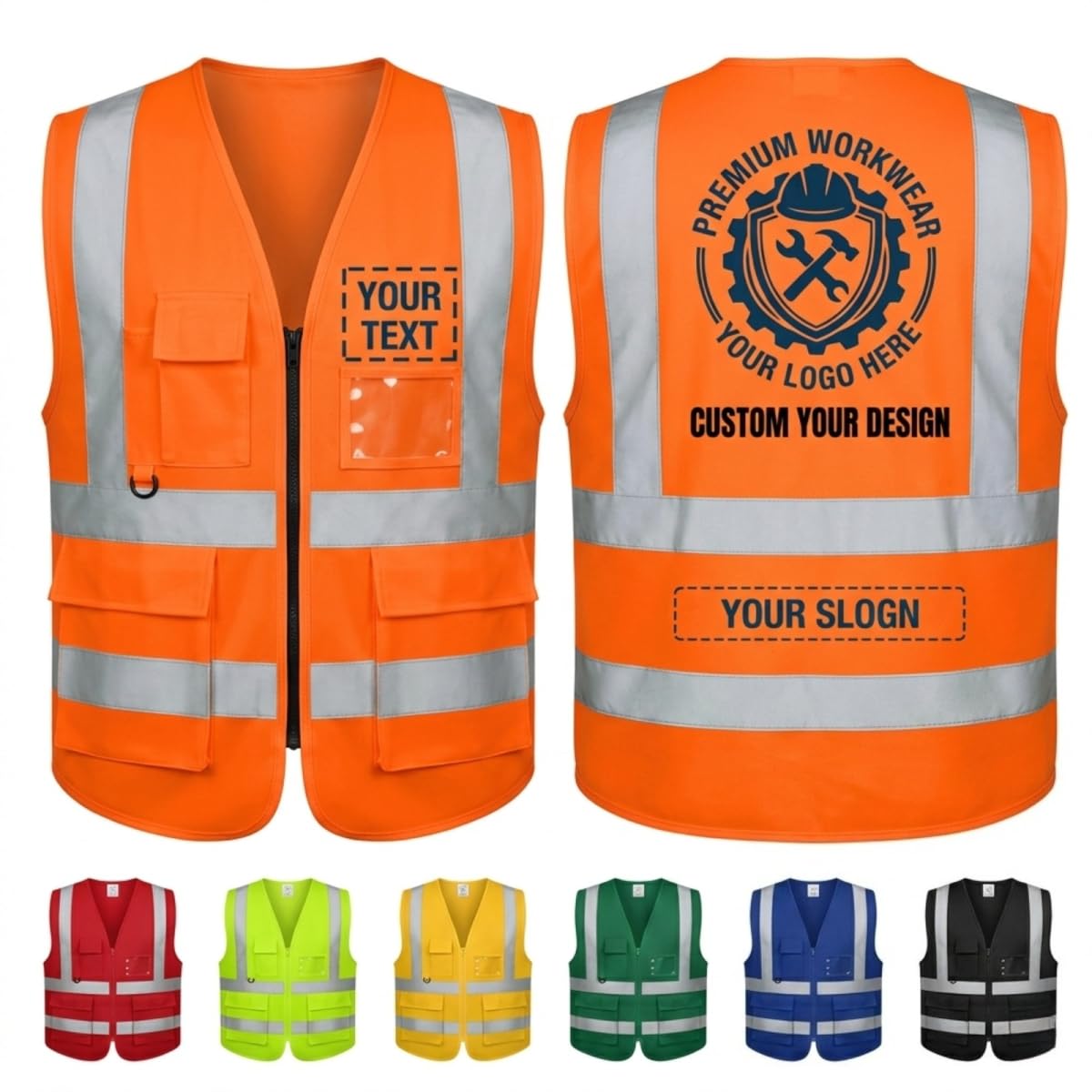 Chaleco de seguridad reflectante de alta visibilidad personalizado para construcción, tráfico y seguridad