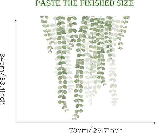 Miniatura 6 de Calcomanías de pared colgantes de hojas verdes, calcomanías de pared de sacinora con plantas verdes, vinilo extraíble para sala de estar,