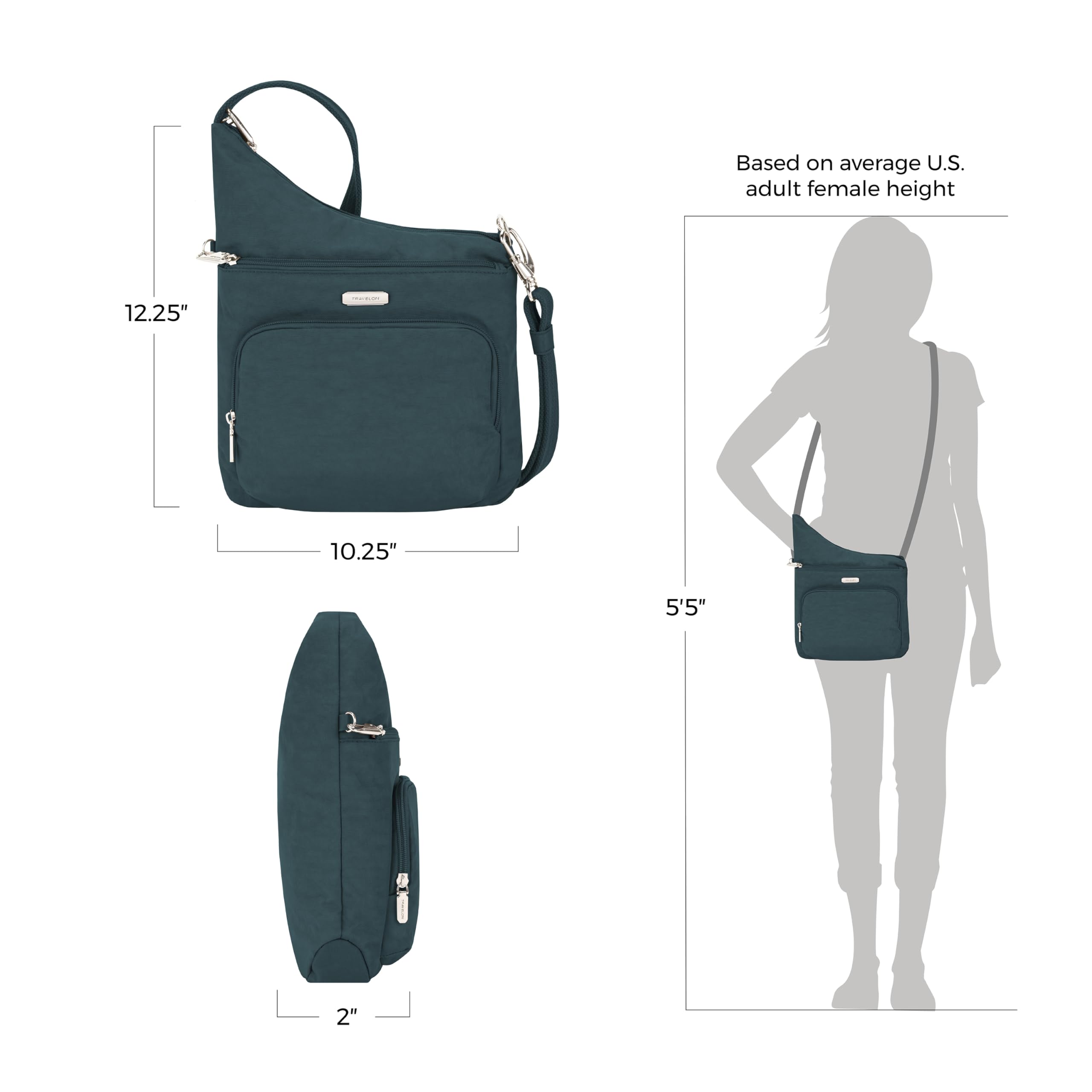 Travelon Unisex Travelon Anti-Diebstahl Essentials Północ/Południe, torba crossbody, crossbody, 1 sztuka