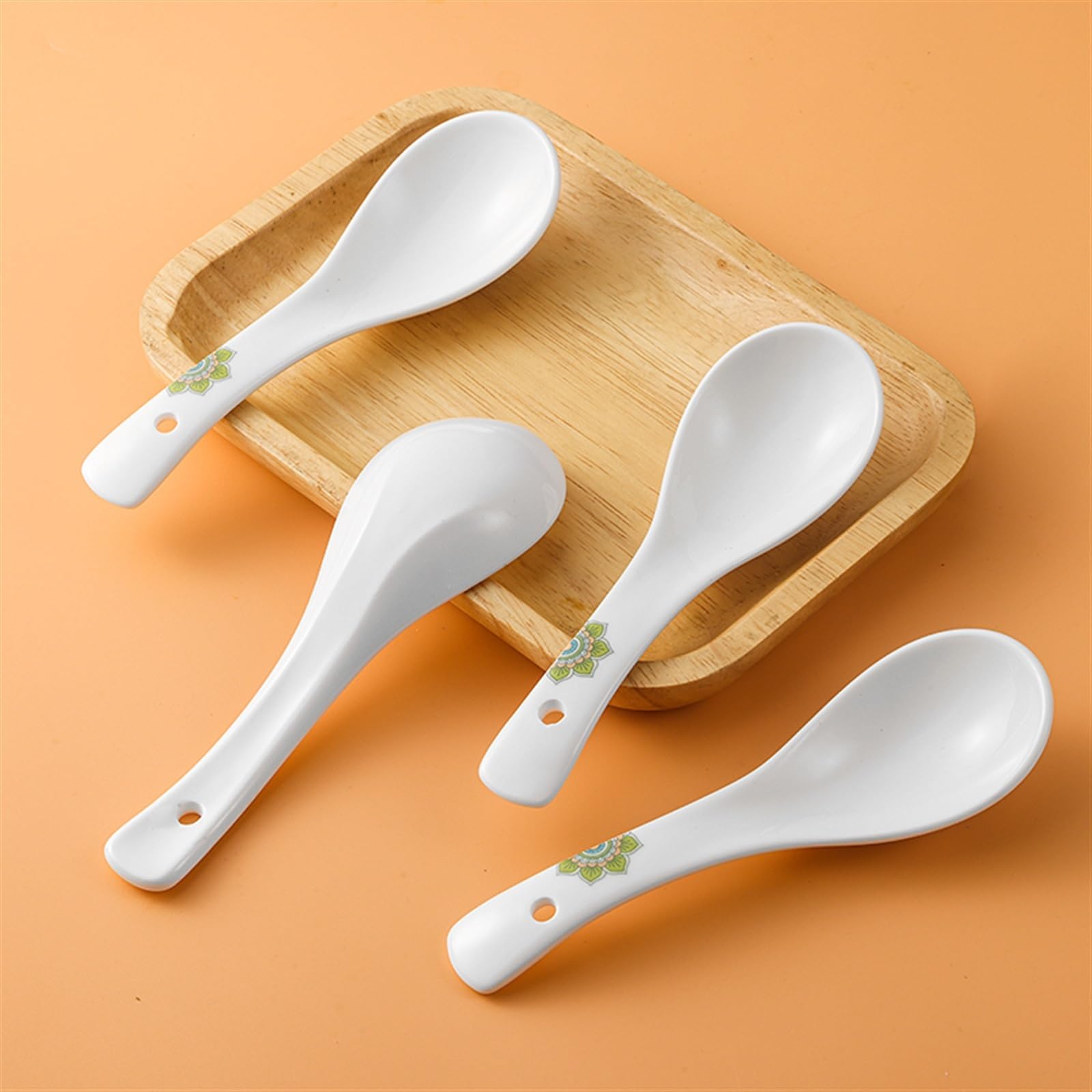 Set 20 Cucchiaini In Ceramica Giapponese Bianca 17cm - Mini Cucchiai Da Dessert, Caffè E Zuppa, Lavabili In Lavastoviglie E Microonde
